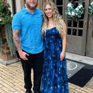 Blue floral tulle Maxi Dress